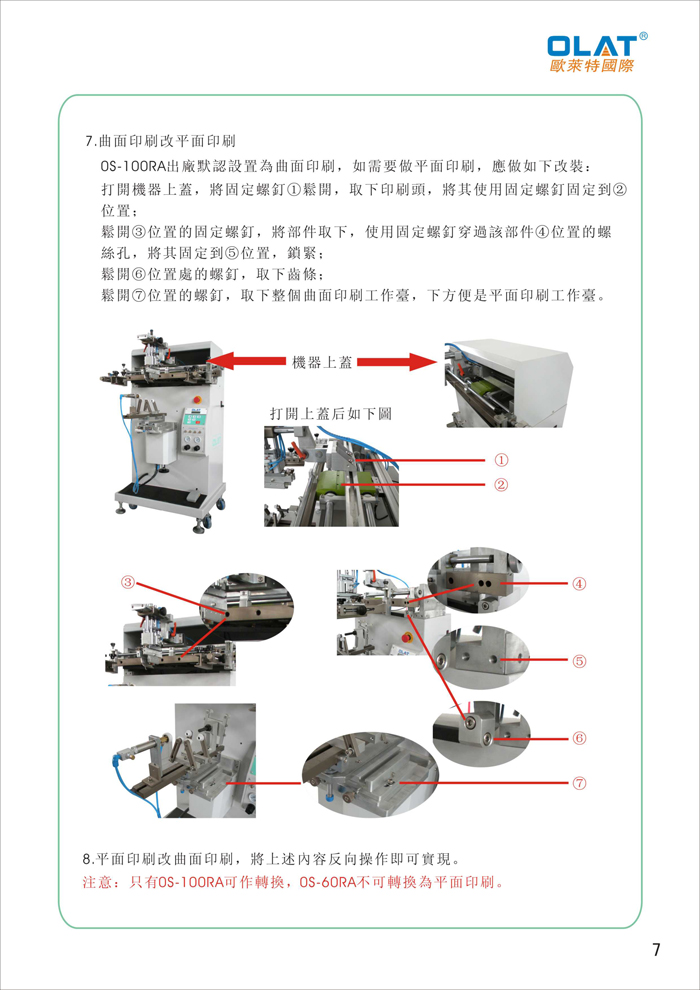 OLAT歐萊特曲面網(wǎng)印機(jī)系列操作手冊